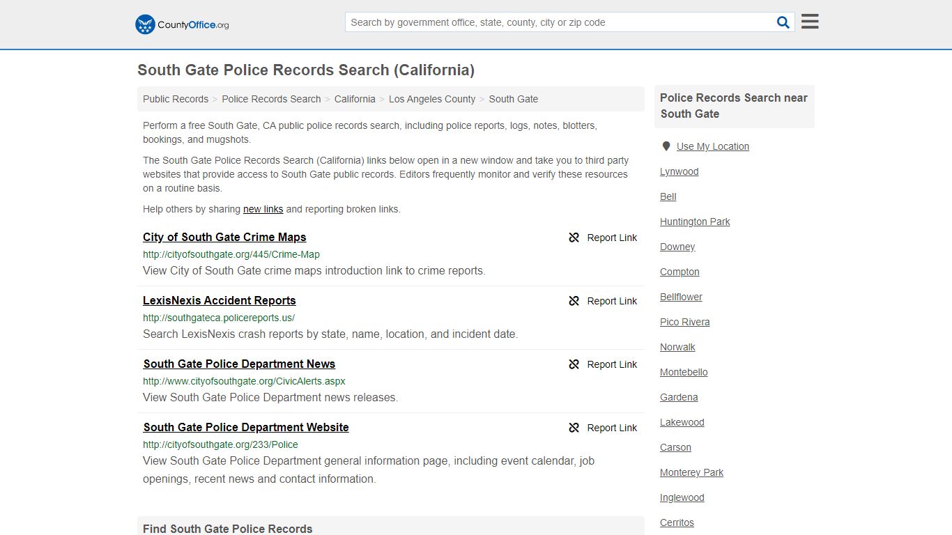 Police Records Search - South Gate, CA (Accidents & Arrest ...